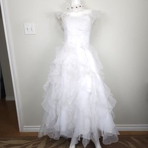 White Custom Made Flower Girl Christmas Wedding Girls Formal Gown Size 12